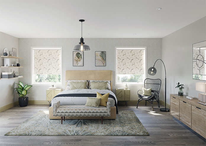 Tropical Birds, Golden Silver - Roller Blind - Image 8